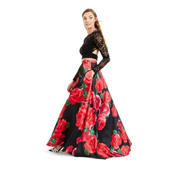 NWT B DARLIN Womens Black Long Sleeve Scoop Neck Prom Top 11\12 - Picture 3 of 5